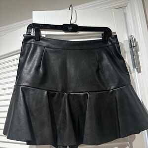 Elegant Black Faux Leather Skort